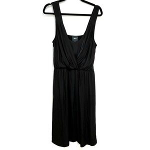 Anthropologie Maeve Crossover Empire Waist Little Black Dress Midi Knee-Length M